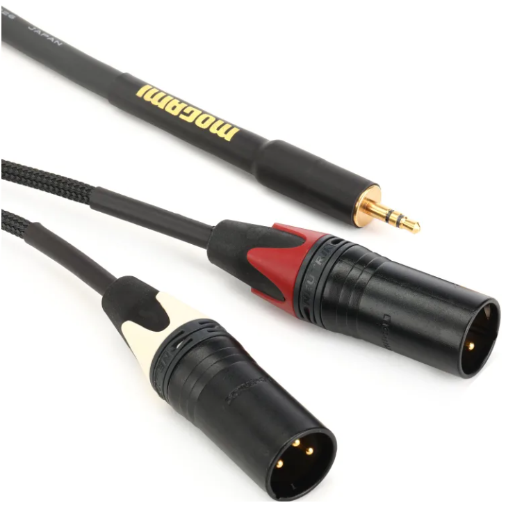 Mogami Gold 3.5 2 XLRM 20 Accessory Cable - 3.5mm TRS Male to Dual XLR Male Left/Right - 20 foot