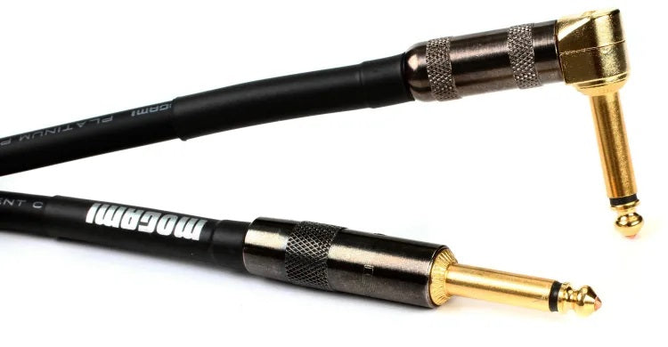 Mogami Platinum Guitar 12R Straight to Right Angle Instrument Cable - 12 foot