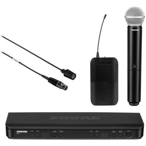 Shure BLX1288/CVL Dual-Channel Wireless Combo Lavalier & Handheld Microphone System
