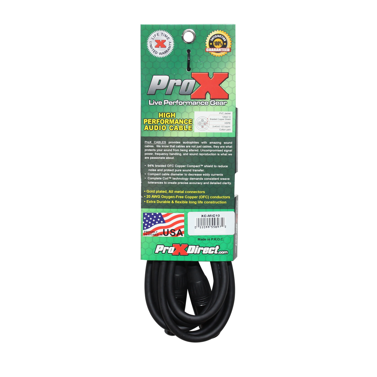 ProX XC-MIC10 - 10ft Balanced 3-Pin XLR Female to 3-Pin XLR Male Microphone Cable